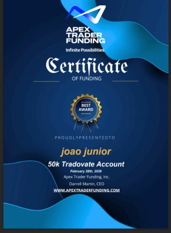 Certificado Apex Trader Funding — João Junior